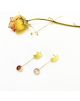 Boucles d'oreilles pendantes dorées et perles de verre