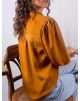 Blouse NOËLLE jaune moutarde col Mao
