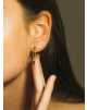 Boucles d'oreilles dorées et zircon vert émeraude