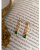 Boucles d'oreilles dorées et zircon vert émeraude