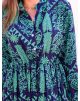 Robe MAEVA  bleue à motifs verts